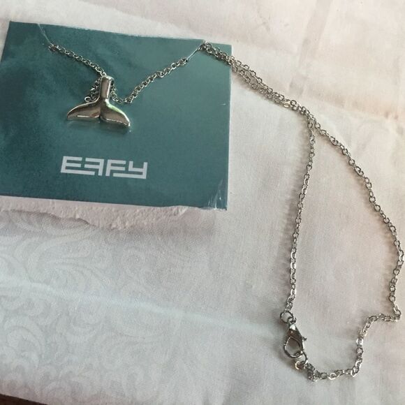 EFFY Brand NWT Silvertone Chain with Whale’s Tail Pendant - Picture 3 of 4